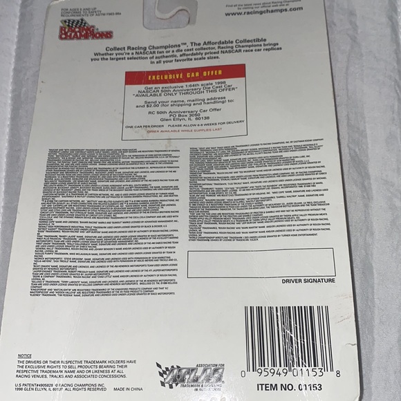 50th Anniversary 1948-1998 NASCAR Racing Champion Cummins #6 - Picture 2 of 7